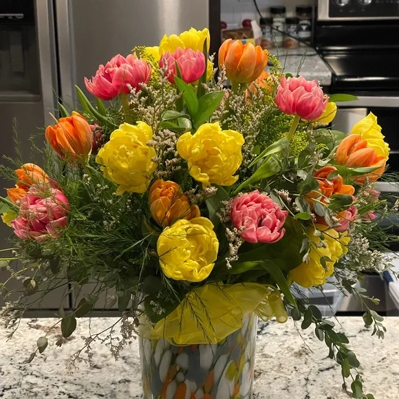 Snazzy Flawless Glass Vase / Candle Holder Gray White Orange Yellow Clear - Picture 3 of 10